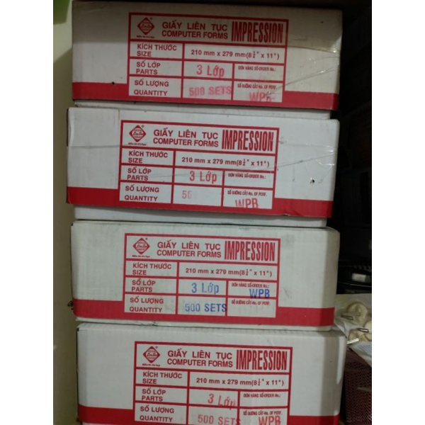Giấy in liên tục Liên Sơn 3 liên A4 khổ 210x279