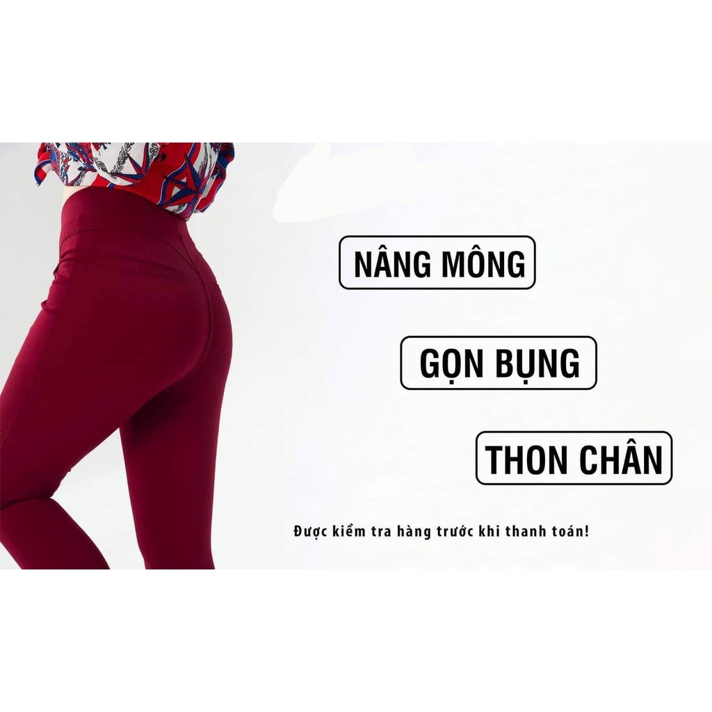 Quần legging cạp lưng cao - nâng mông gọn bụng thon chân vải tự làm mát mịn không xù lông co giãn 4 chiều