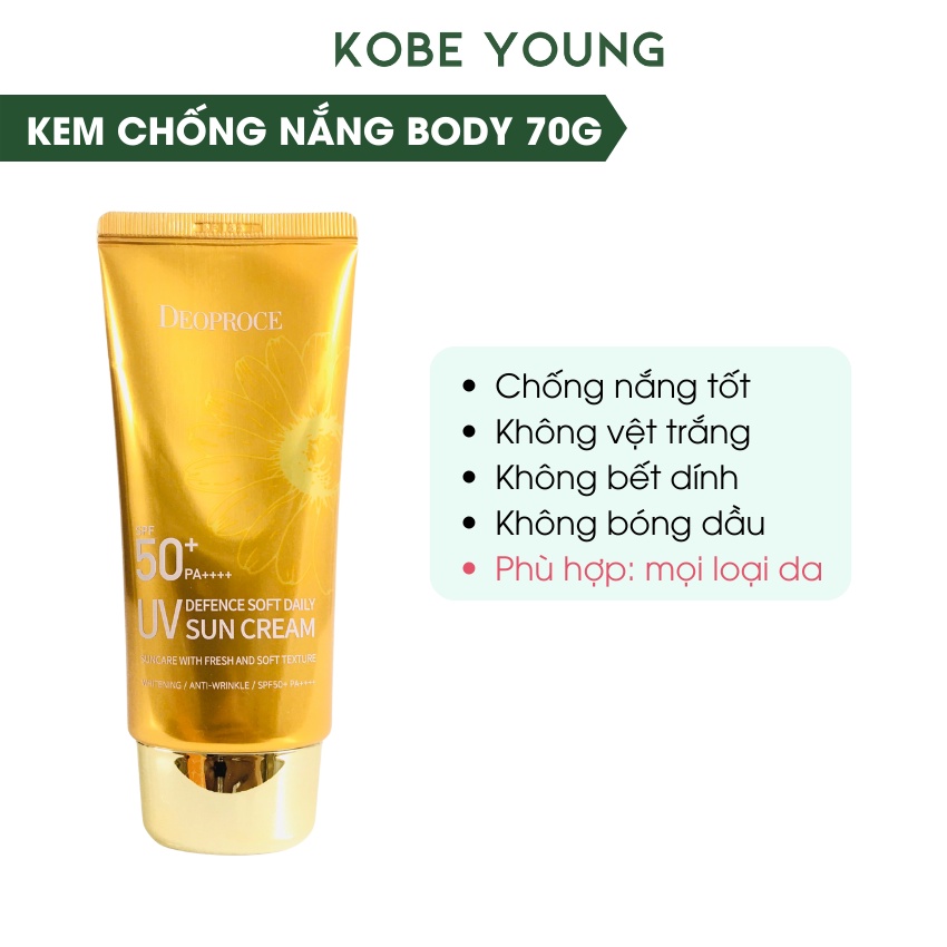 Kem Chống Nắng Dưỡng Da Deoproce UV Defence Soft Daily Suncream SPF50+ PA++++ - KOBEYOUNG