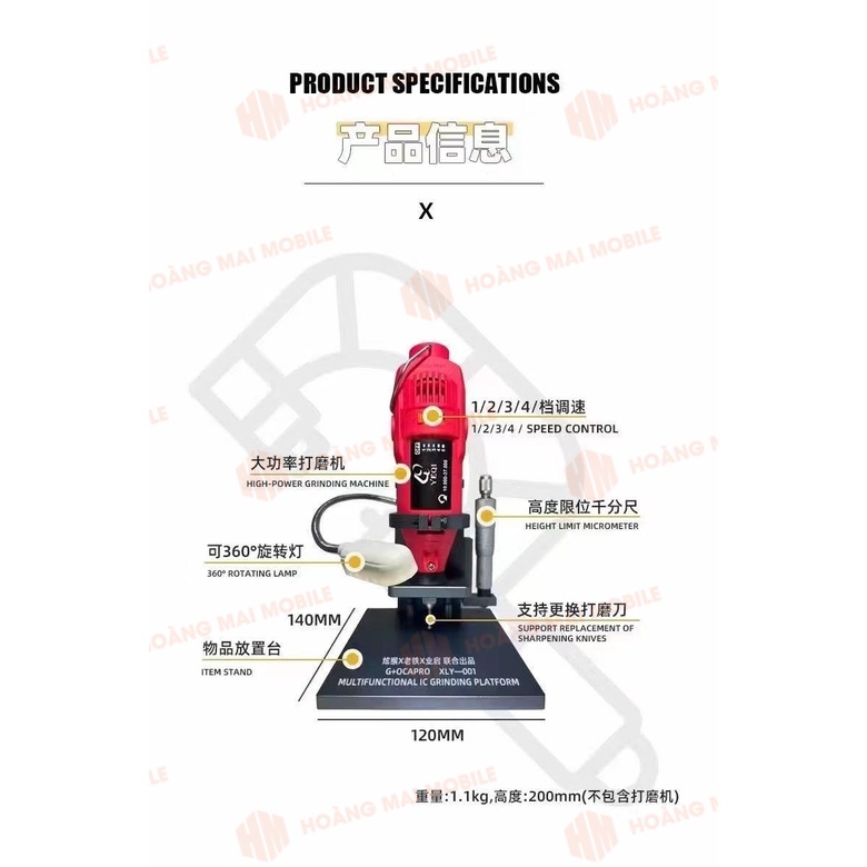 Bộ máy mài kèm đế (mài IC cảm ứng)