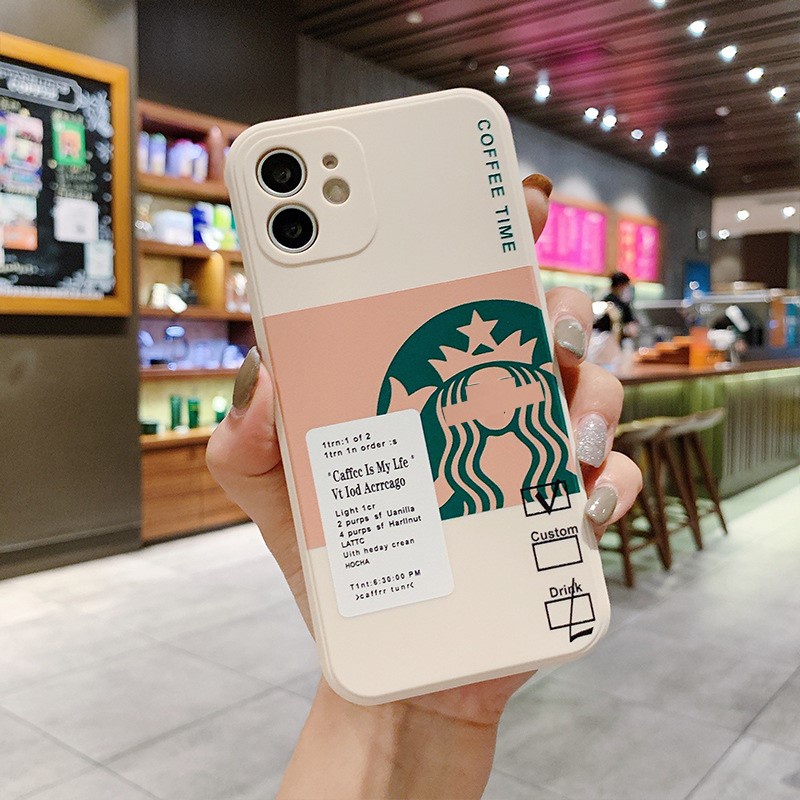 Ốp iphone Starbucks cạnh vuông 13promax/12promax/11promax/xsmax/6plus/6splus/7/7plus/8/8plus/x/xr/xs