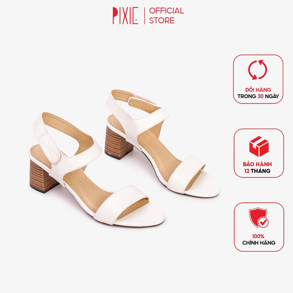 Giày Sandal Cao Gót 5cm Quai Dán Đế Gỗ Pixie 5245