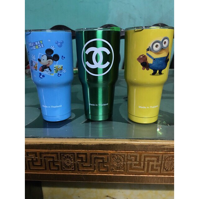 Combo ly giữ nhiệt Thái Lan 10ly 900ml gồm 2 ống hut inox 1 cọ ống hút và 1 túi giữ nhiệt.)