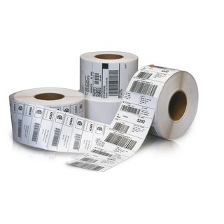 Decal in tem nhãn, mã vạch 50x30mm 2 tem/hàng, cuộn 50m đế xanh