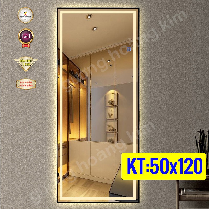 [ giá sỉ ] gương soi toàn thân decor đèn led cảm ứng thông minh - kích thước 50x120 cm