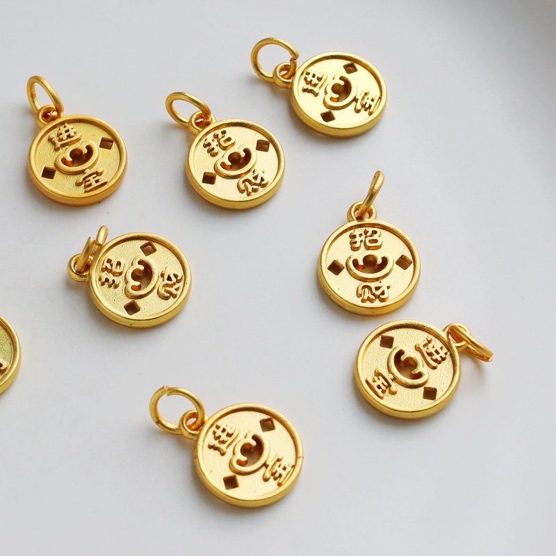 Mặt dây chuyền hình tròn 12mm mạ vàng 18k diy