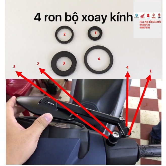 Bộ Ron xoay kính chiếu hậu - Giúp kính xoay được 360 độ - Dùng được cho nhiều loại kính