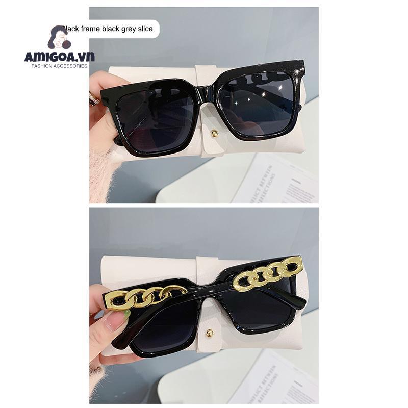 ✨✨Kính Mát Gọng Vuông Lớn Phối Dây Xích Phong Cách Cổ Điển Thời Trang Cho Nữ