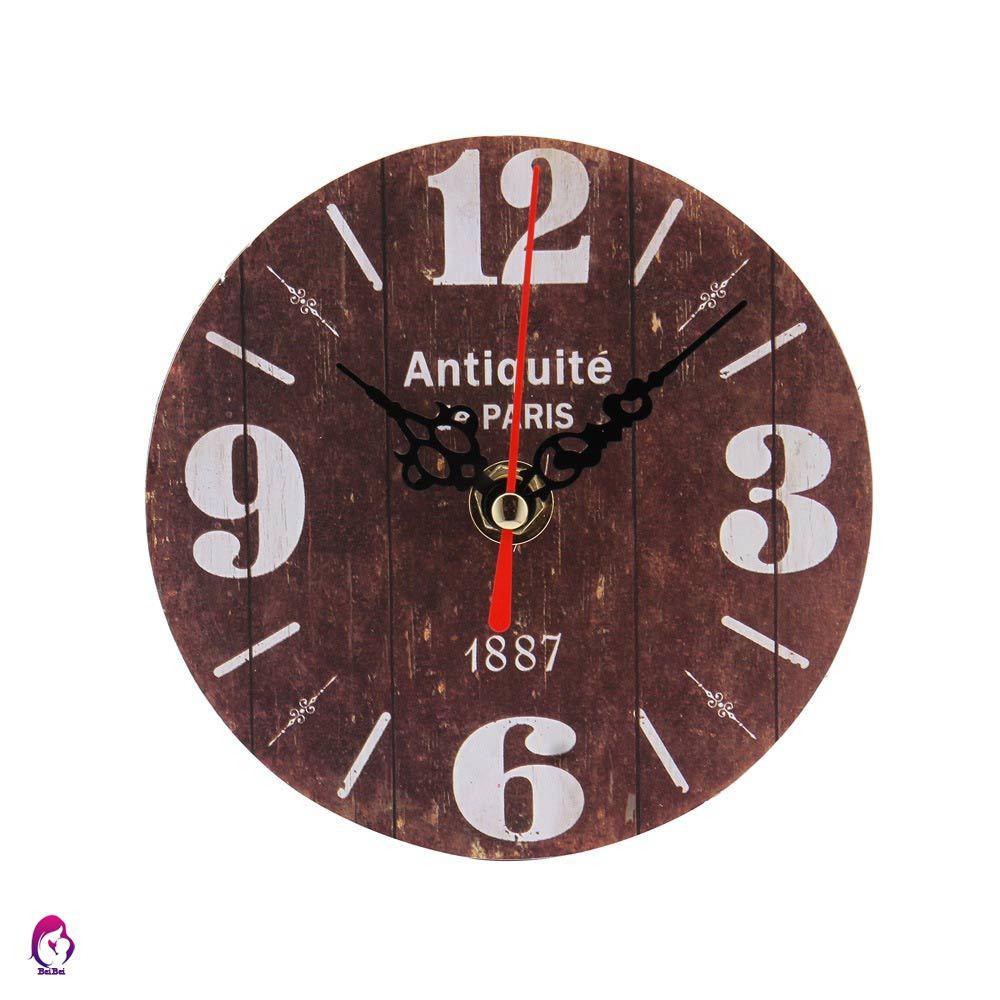 ♦♦ Fashion Wall Clock Imitation Wood Animal Vehicle Number Printed Retro Clocks Living Room Bedroom
