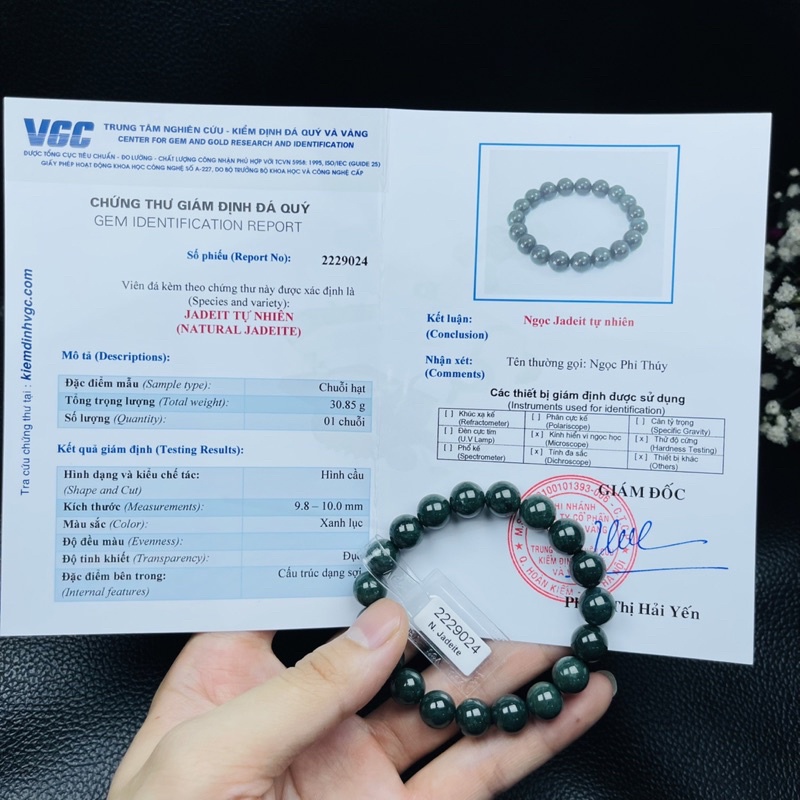 Vòng tay Lam Ngọc đậm jade A ~10ly kèm kiểm định ☯ Hợp Ngũ Mệnh ☯ Hộ Thân, Bình An, Tài Lộc, May Mắn, Vạn Sự Hanh Thông