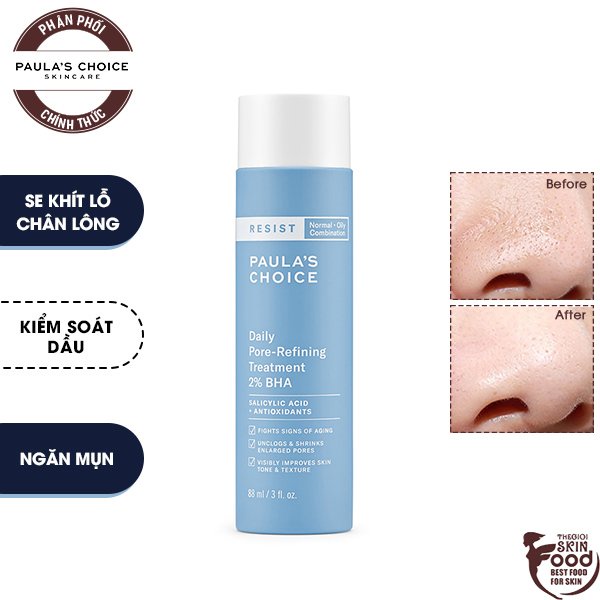 Tẩy Tế Bào Chết Hóa Học Giúp Se Khít Lỗ Chân Lông Paula's Choice Resist Daily Pore-Refining Treatment 2% BHA 88ml