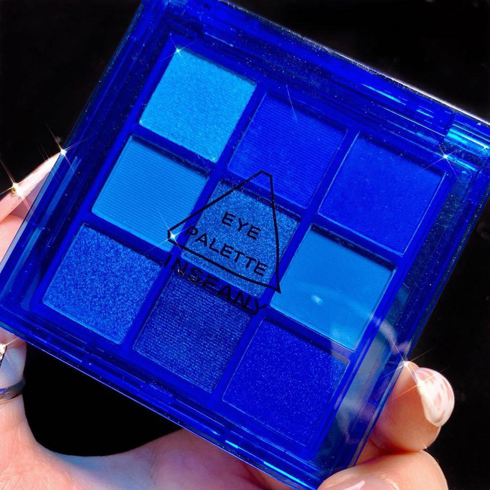 Bảng Phấn Mắt 9 Màu Lì Và Ánh Nhũ Neon Tông Xanh Dương M0U2