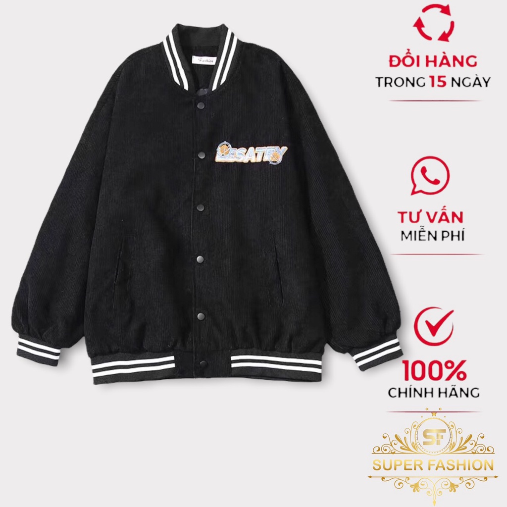 Áo Khoác Nam Super Fashion Vải Nhung Tăm 2 Lớp Lót Dù Kiểu Bomber Form Rộng Đẹp Hot Trend