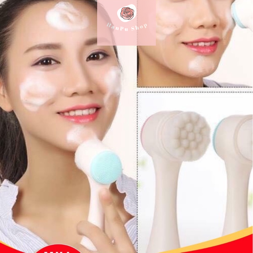 Cọ massage rửa mặt silicon 2 đầu thông minh