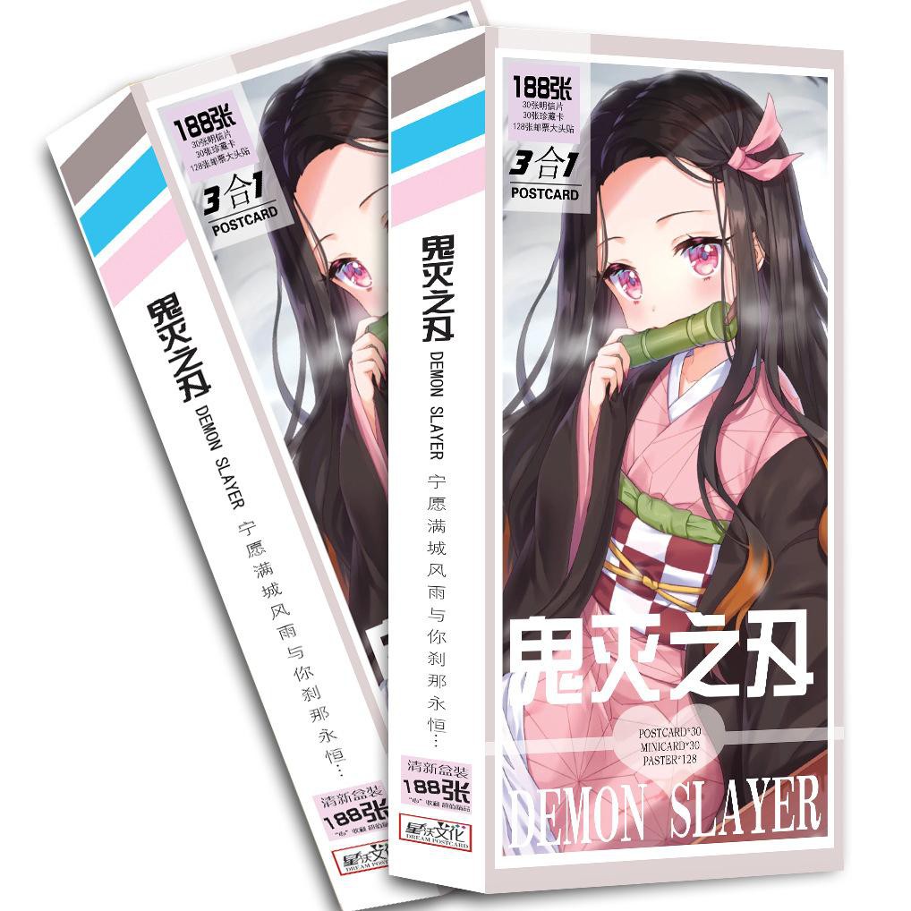 Hộp ảnh Postcard Kimetsu No Yaiba Thanh Gươm Diệt Quỷ bộ ảnh có ảnh dán sticker lomo bưu thiếp