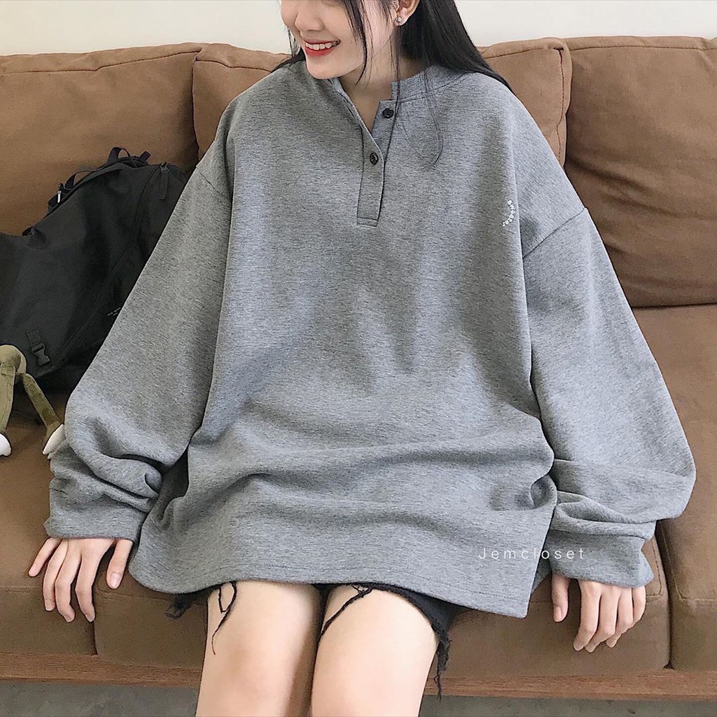 Áo Sweater nữ trơn Form Rộng có cúc -1739 IAMC.Closet | BigBuy360 - bigbuy360.vn
