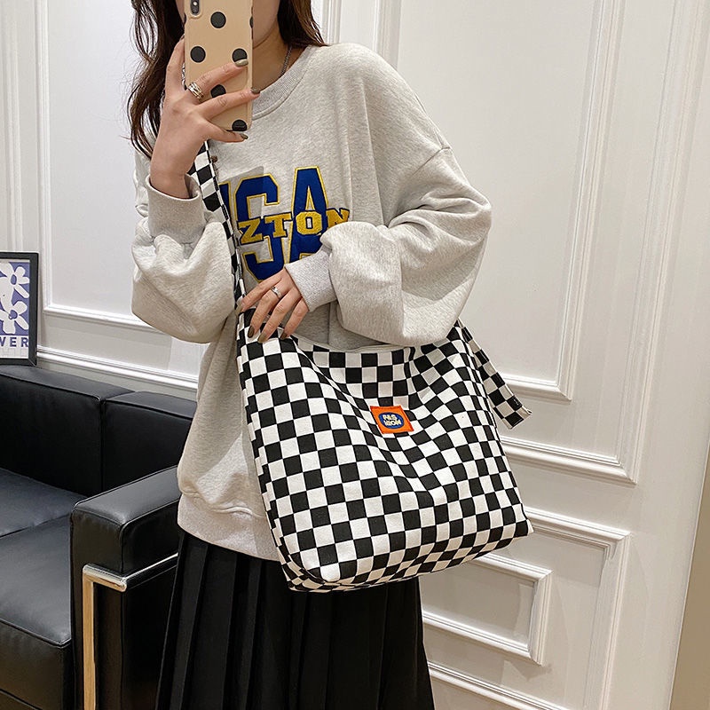 Túi Xách Đeo Vai Chất Liệu Canvas Họa Tiết Kẻ Sọc Phong Cách Cổ Điển Mẫu Mới Dành Cho Nữ 2022