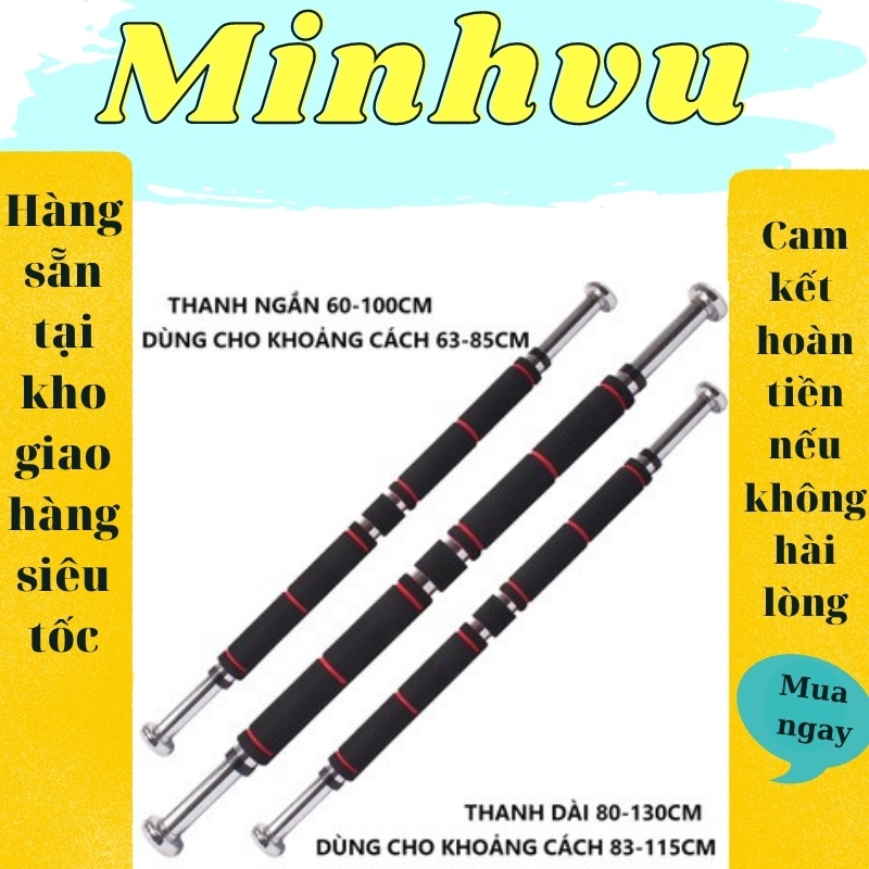 Thanh xà đơn treo tường mút dài cao cấp gắn được mọi nơi không cần khoan bắt ốc vít, chịu lực cao, tùy chỉnh được độ dài