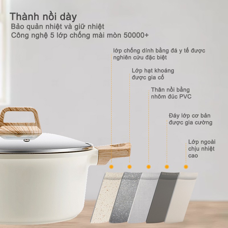 Nồi nấu súp Ecowin bằng gốm chống dính có nắp 20/24cm