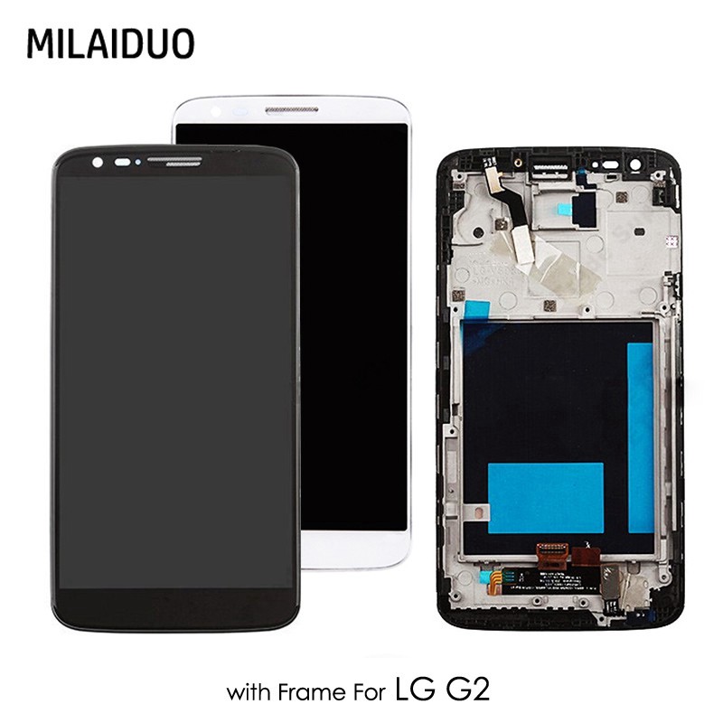 (THANH LÝ)  LCD Display For LG G2 D802 D800 Touch Screen Digitizer Assembly Replacement Black White No/with Frame