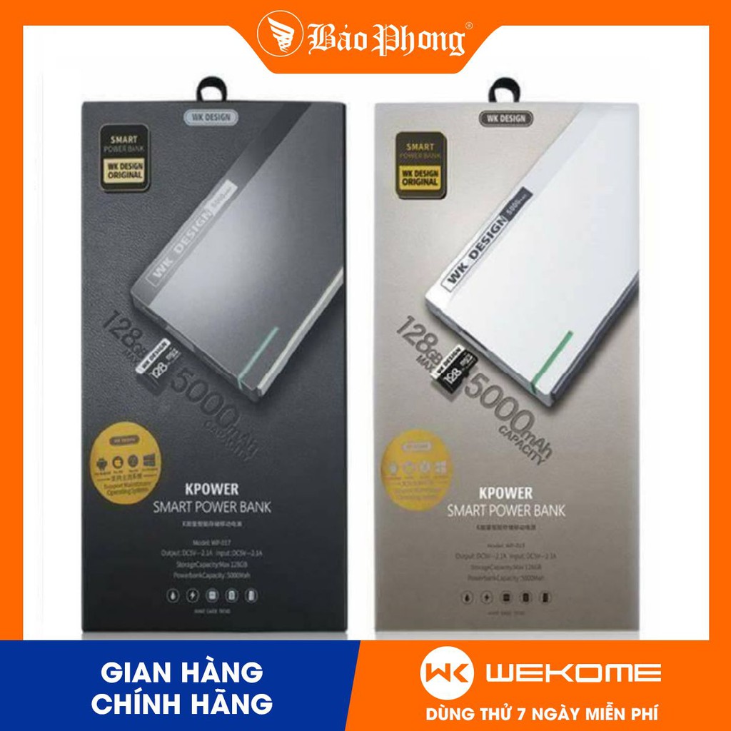 Pin sạc dự phòng 5000mAh WK WP-017 có khe cắm thẻ nhớ- Mới 100% nguyên seal