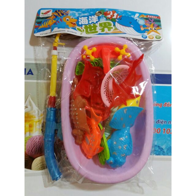 Bộ rổ + cần câu cá + cá
