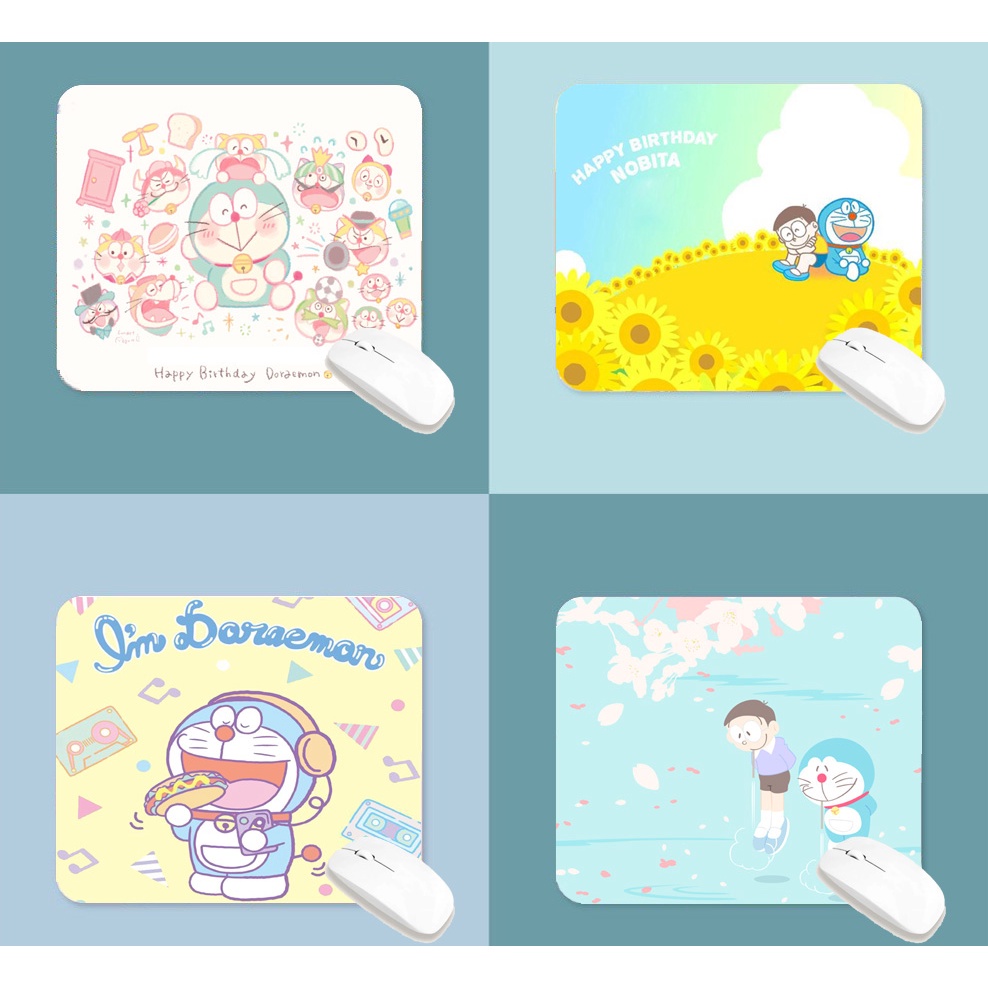lót chuột doremon LOTI18 bàn di chuột cute dễ thương pastel 20 x 24 cm