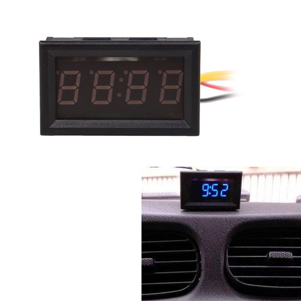 Đồng hồ điện tử màn hình LED 4 chữ số 0.4inch kích thước 48×29×21mm dành cho xe hơi/xe mô tô