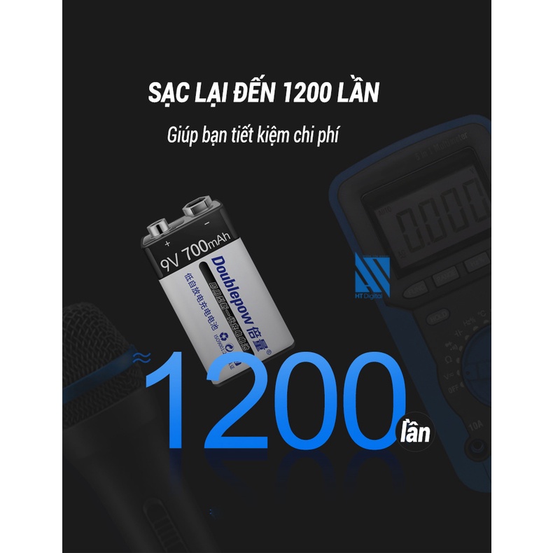 Pin Sạc 9V 700mAh Doublepow Dung Lượng Cao Cho Micro Karaoke