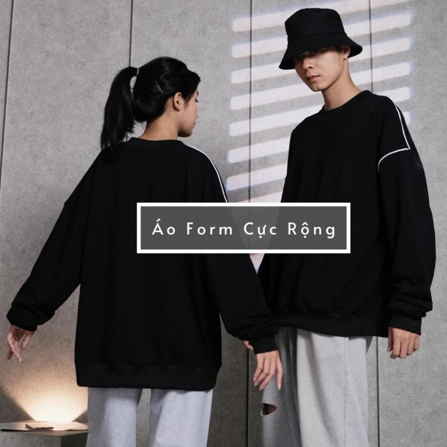 Áo Sweater Nam Nữ Form Rộng Bo Sọc Kẻ Ngang Vai Có Màu Basic Đen Chất Da Cá Hàn Cao Cấp Thương Hiệu GUF ️🏆 '