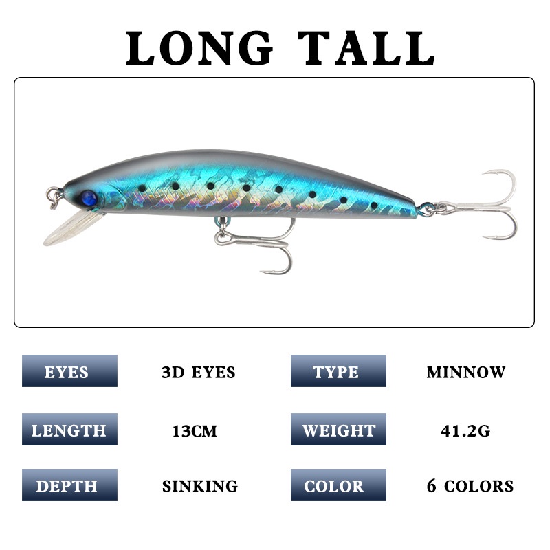 1 Mồi Câu Cá Giả Hình Cá 3D Mắt Cứng 13cm 41.2g Isca 2# Móc Câu Cá Chuyên Dụng Chất Lượng Cao