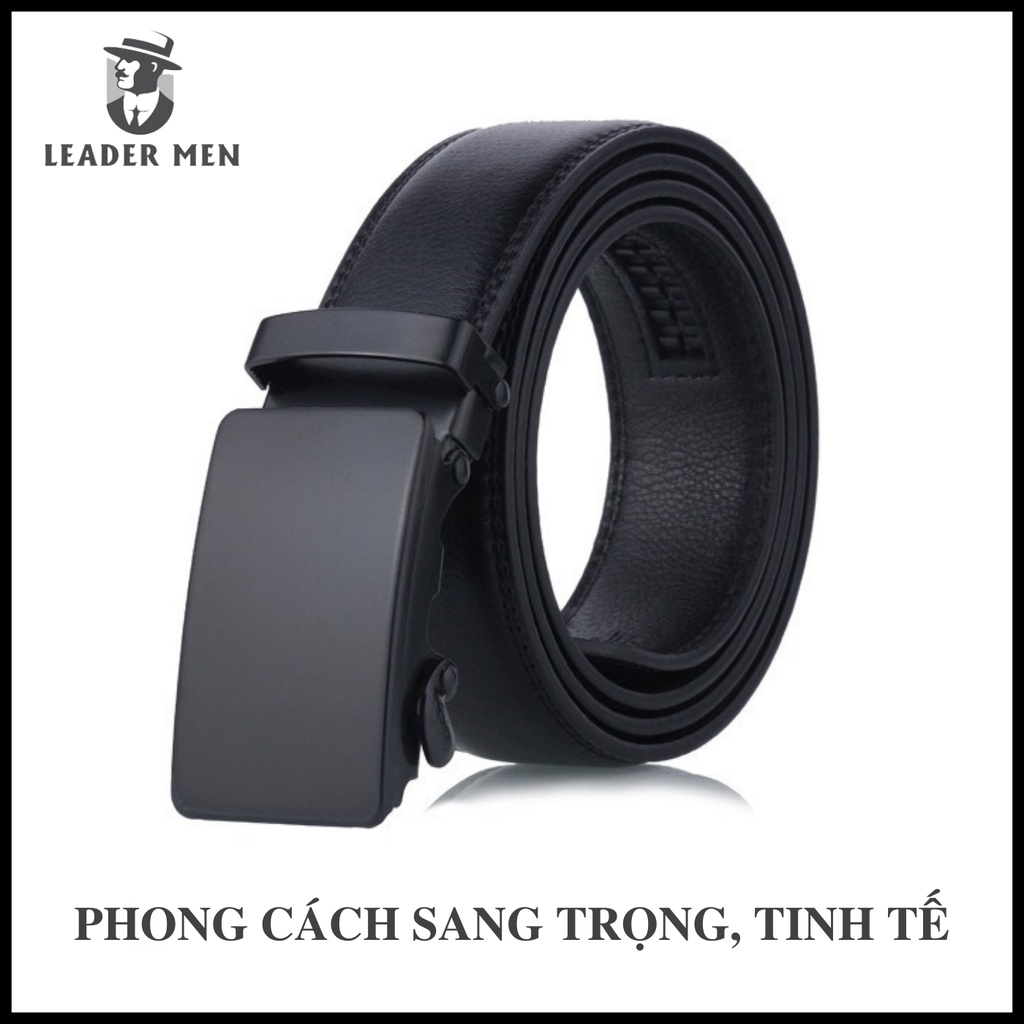 Thắt Lưng Nam Chất Liệu Da Cao Cấp TLK4-05 Khóa Tự Động - Dây Lưng Nam Thời Trang Khóa Mặt Đen Huyền Bí - LeaderMen