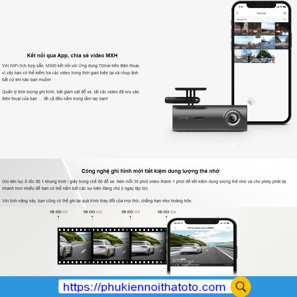 Camera Hành Trình 70Mai M300 - Bản Quốc Tế - Bảo Hành 12 Tháng