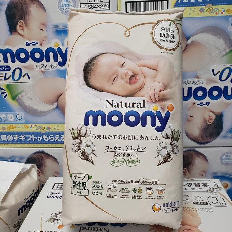 [XẢ KHO] Tã Bỉm Moony Natural Dán/Quần Nội Địa Nhật NB63/S58/M46/L38/L36/XL32