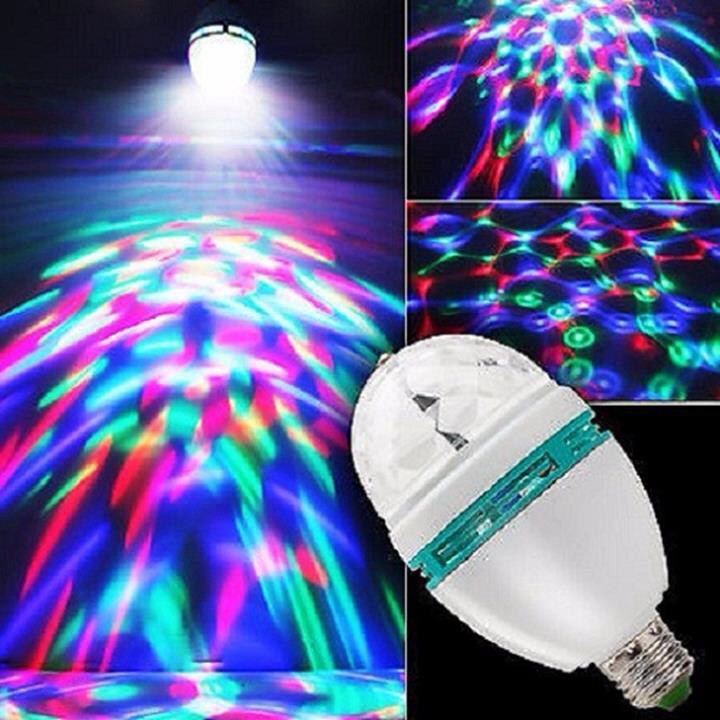 Đèn Led sân khấu vũ trường nhiều màu RGB 3w pha lê tự xoay đui vặn E27