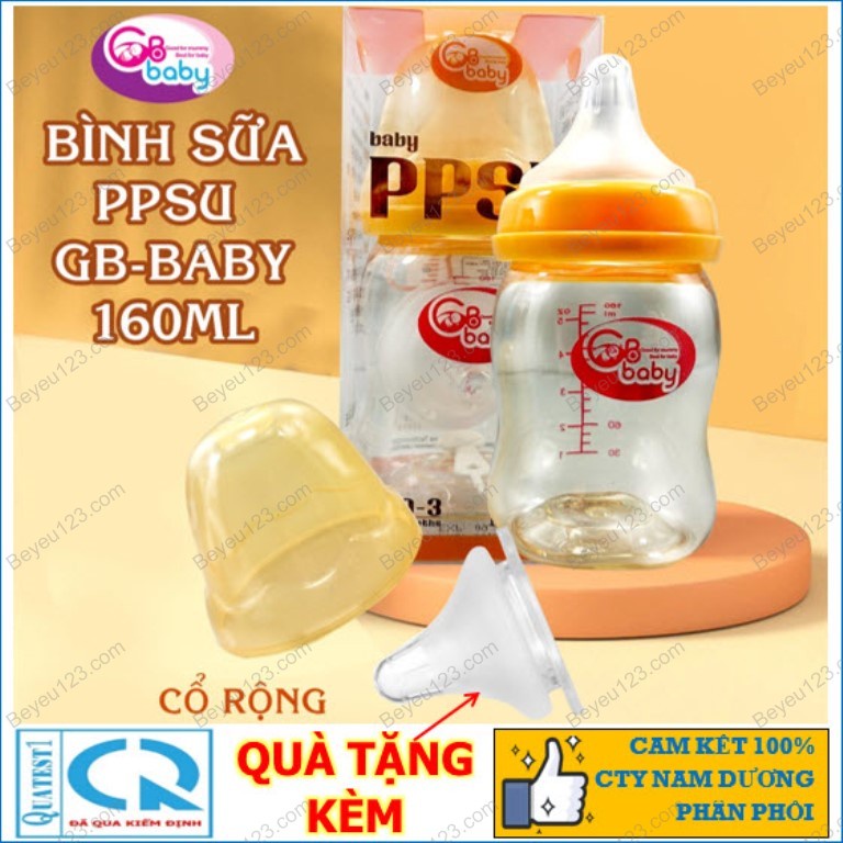 (90ml / 160ml / 280ml) Bình sữa cổ rộng cao cấp PPSU GB BABY (Công nghệ Hàn Quốc)