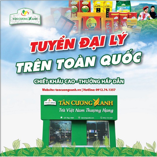 Trà Ướp Sen Tây Hồ 100gr Hộp Thiếc TÂN CƯƠNG XANH