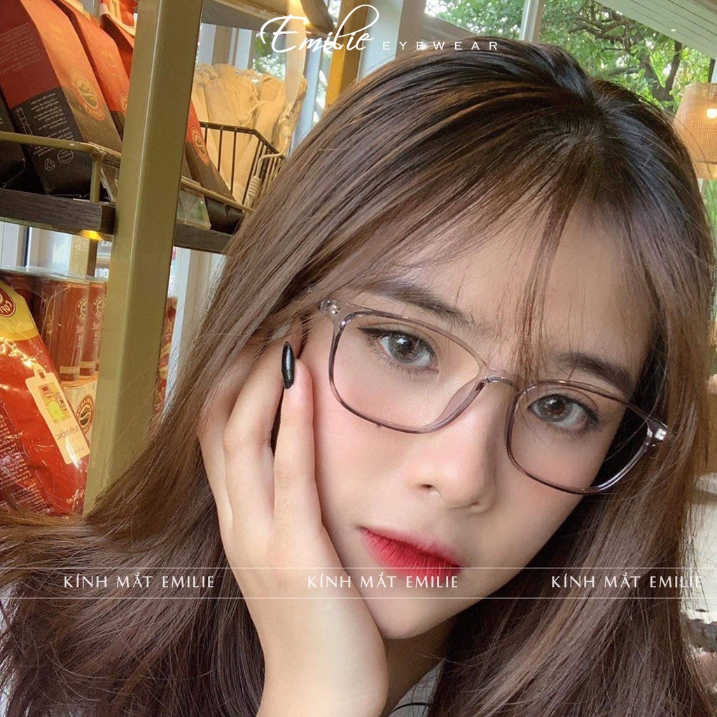 Gọng kính vuông nhựa dẻo nam nữ size nhỏ Emilie eyewear phụ kiện thời trang 8245