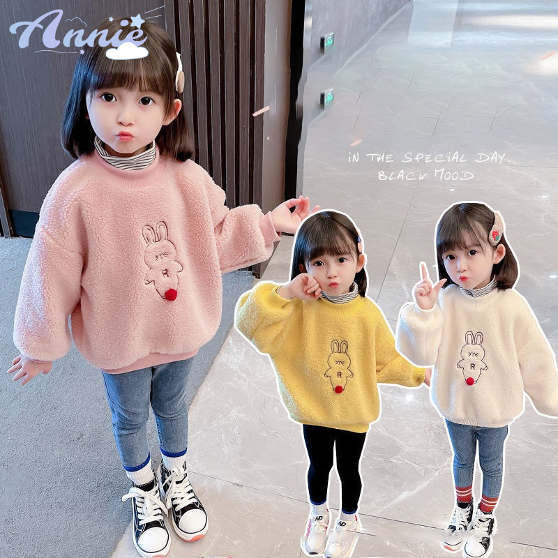 Annie Áo Khoác sweater Cổ Lọ Có Đệm Lót cashmere Giữ Ấm Mùa Thu Đông Hàn Quốc Dễ Thương Cho Bé Gái Mao Mao