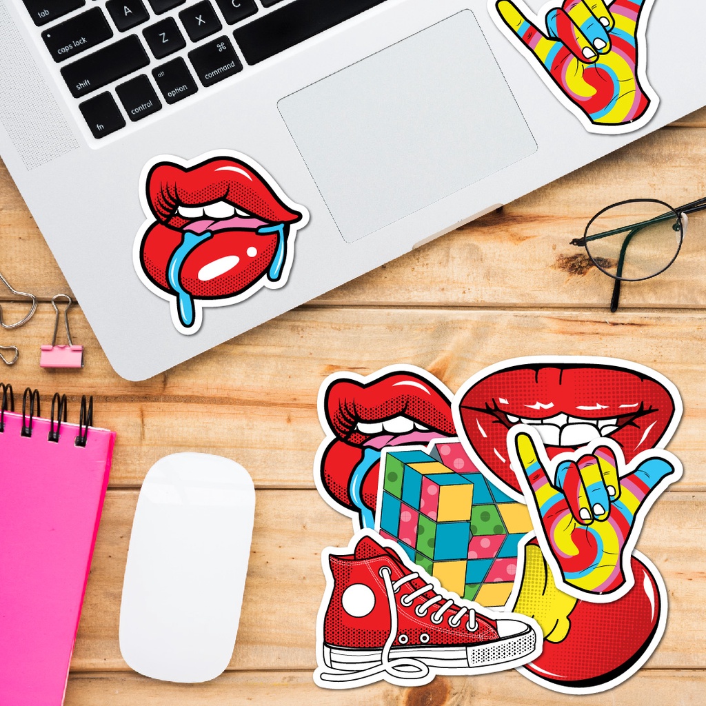 STICKER LẺ - Sticker Pop Art dán mũ bảo hiểm, laptop, điện thoại, vali. MSP: SS08