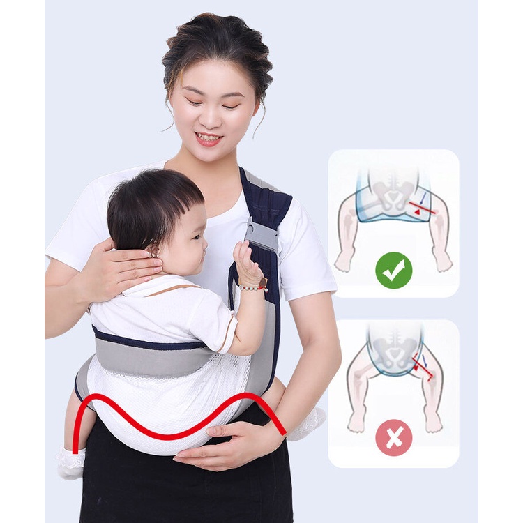 Địu Em Bé Phía Trước Ngang Hông Chất Liệu Cotton Mềm Đơn Giản Tiện Gọn Dạng Lưới Siêu Thoáng Khí An Toàn Tiện Lợi Cho Bé