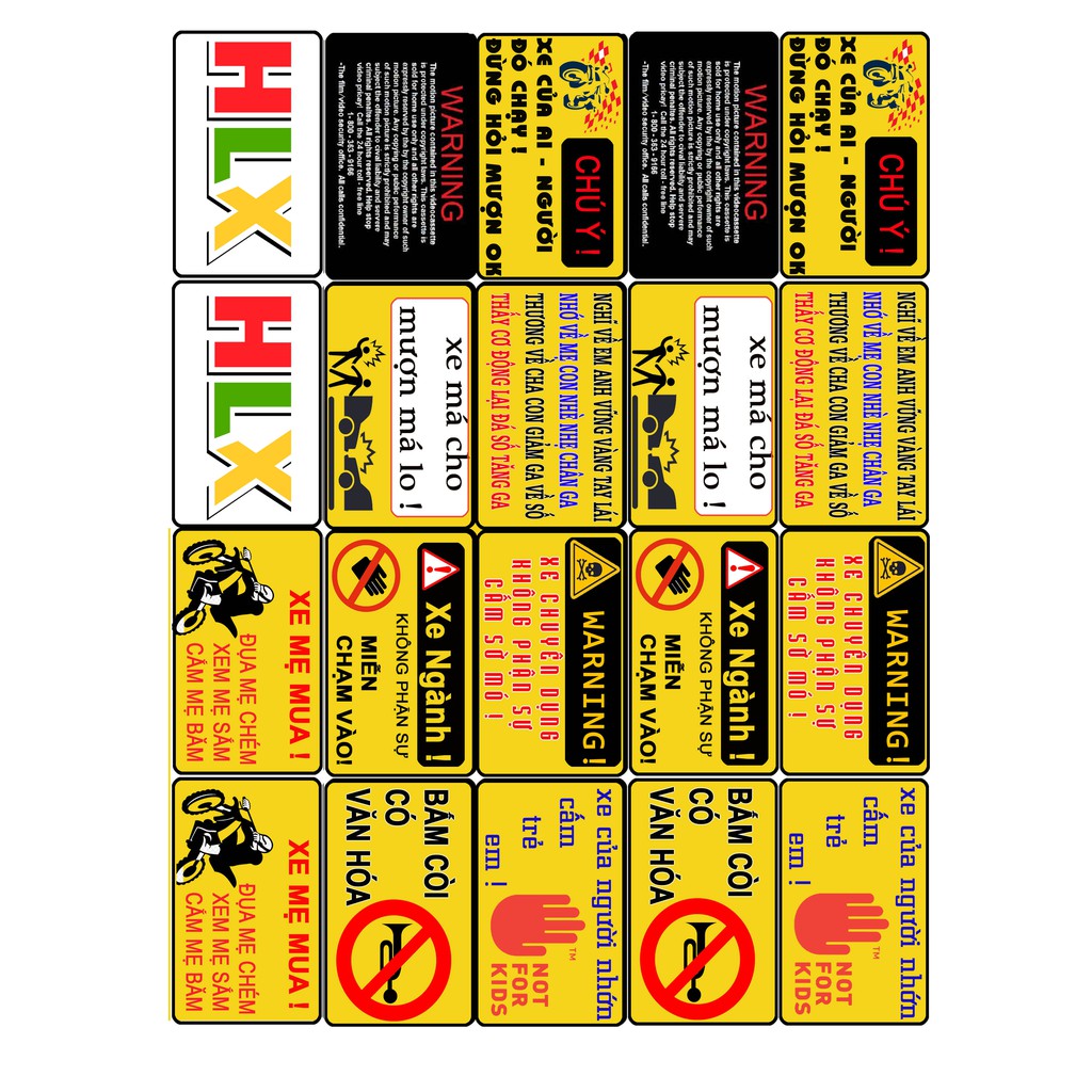 Tem cảnh báo dán xe (loại 3 lớp chống nước)