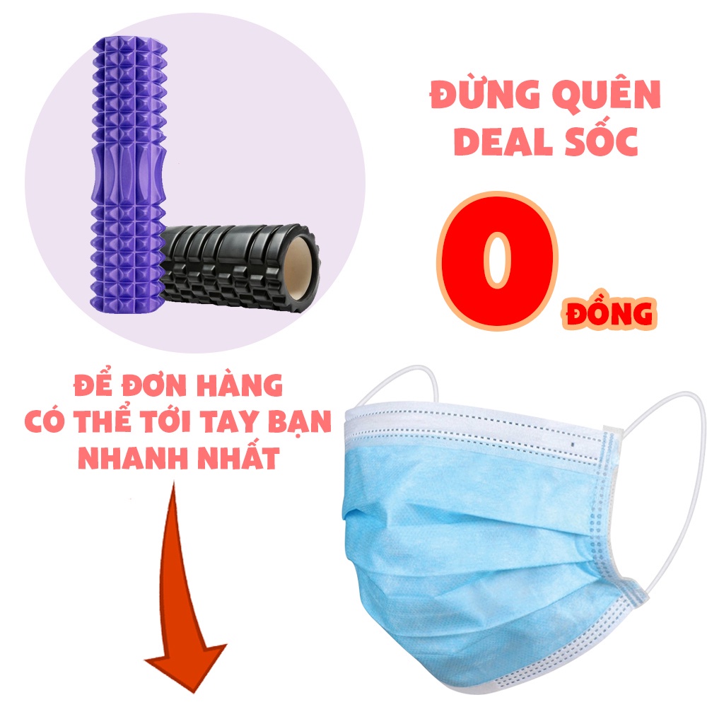 Con lăn Yoga Massage Foarm Roller, ống trụ lăn xốp thể thao giãn cơ có gai roam rollet cao cấp A3002