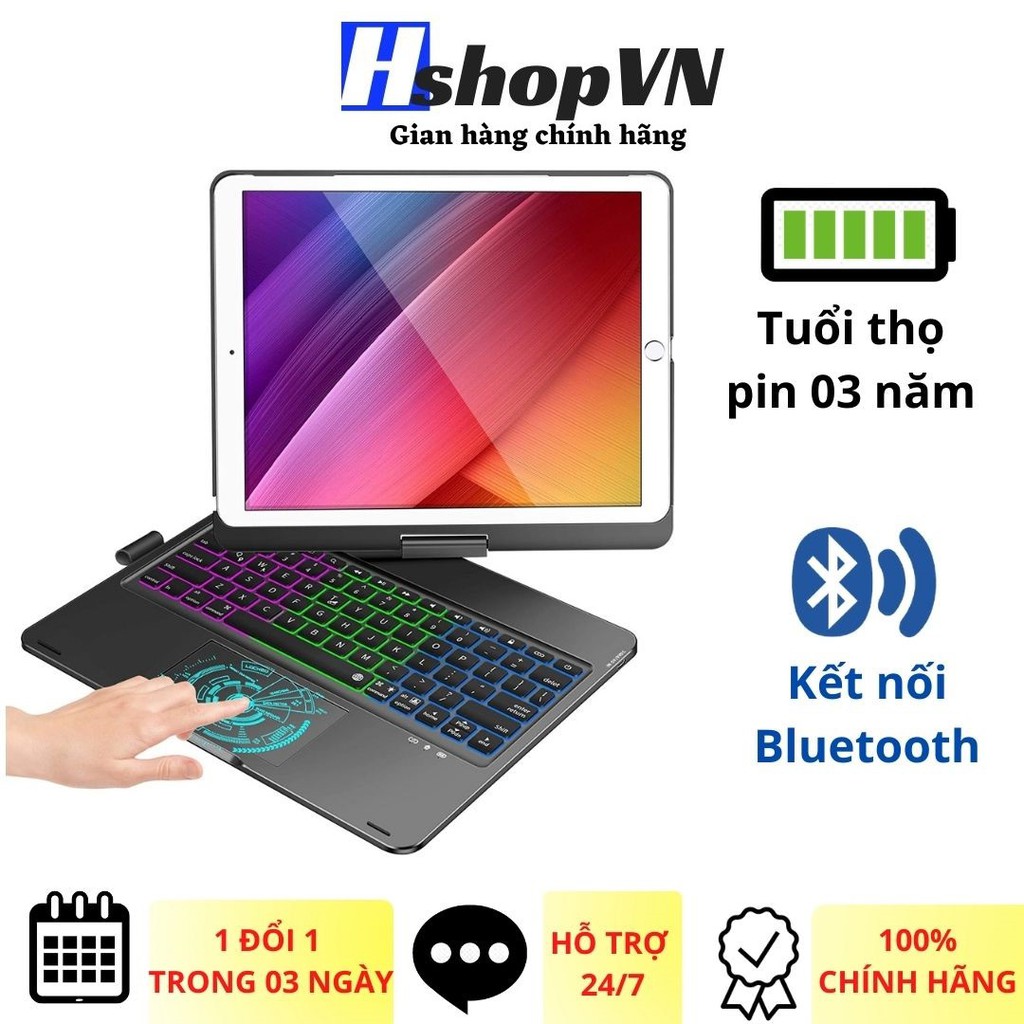 Bao da bàn phím có chuột dùng cho iPad 10.2 &10.5inch Xoay 360 độ - Hàng nhập khẩu