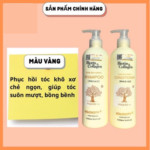 Cặp Dầu Gội Xả Biotin Collagen Ngăn Ngừa Rụng Tóc, Giảm Gàu, Kiềm Dầu, Phục Hồi Tóc Khô Xơ ( Đủ 4 màu )