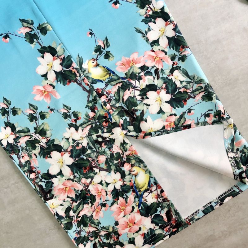 Chân Váy Bút Chì Dài Qua Gối Xẻ Tà In Họa Tiết Hoa Và Chim Thời Trang Mùa Hè Cho Nữ