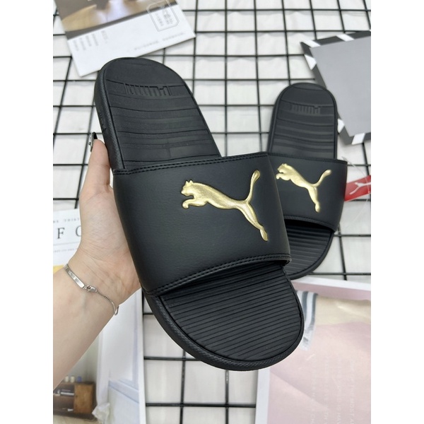 [CHÍNH HÃNG] DÉP PUMA COOL CAT SPORT ĐEN GOLD SLIDE SANDAL - DÉP QUAI NGANG SIÊU ÊM