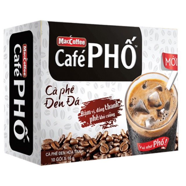 Hộp Hoặc Dây Cà Phê Phố Đen Đá MacCoffee - 10 Gói x 16g