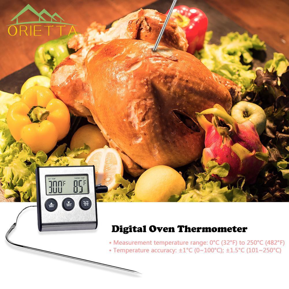 orietta♛Digital Oven Thermometer Kitchen Food Cooking Meat BBQ Probe with Timer