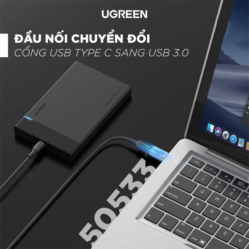 Đầu chuyển đổi USB-C sang USB 3.0, dùng cho PC, laptop, macbook, điện thoại... UGREEN US204 US276